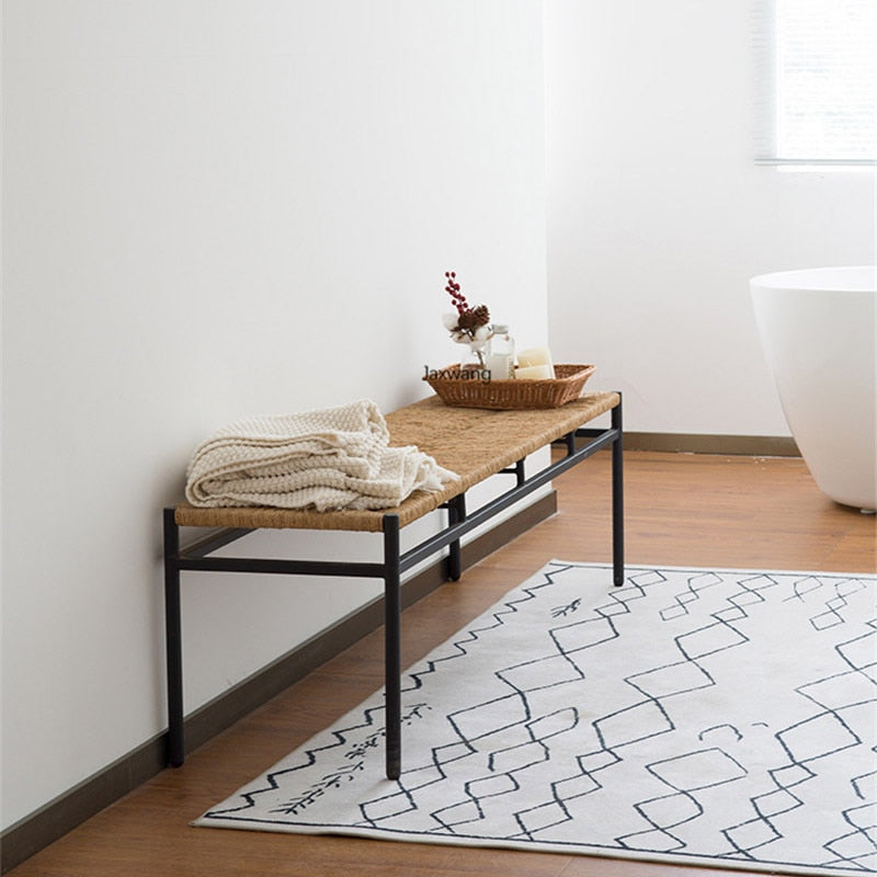 Danish Woven Bench, Metal Legs