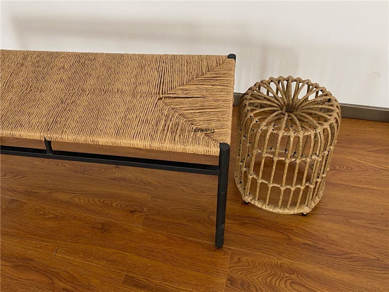 Danish Woven Bench, Metal Legs