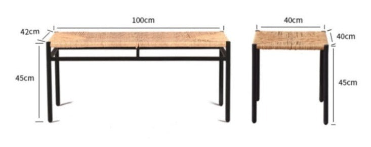 Danish Woven Bench, Metal Legs