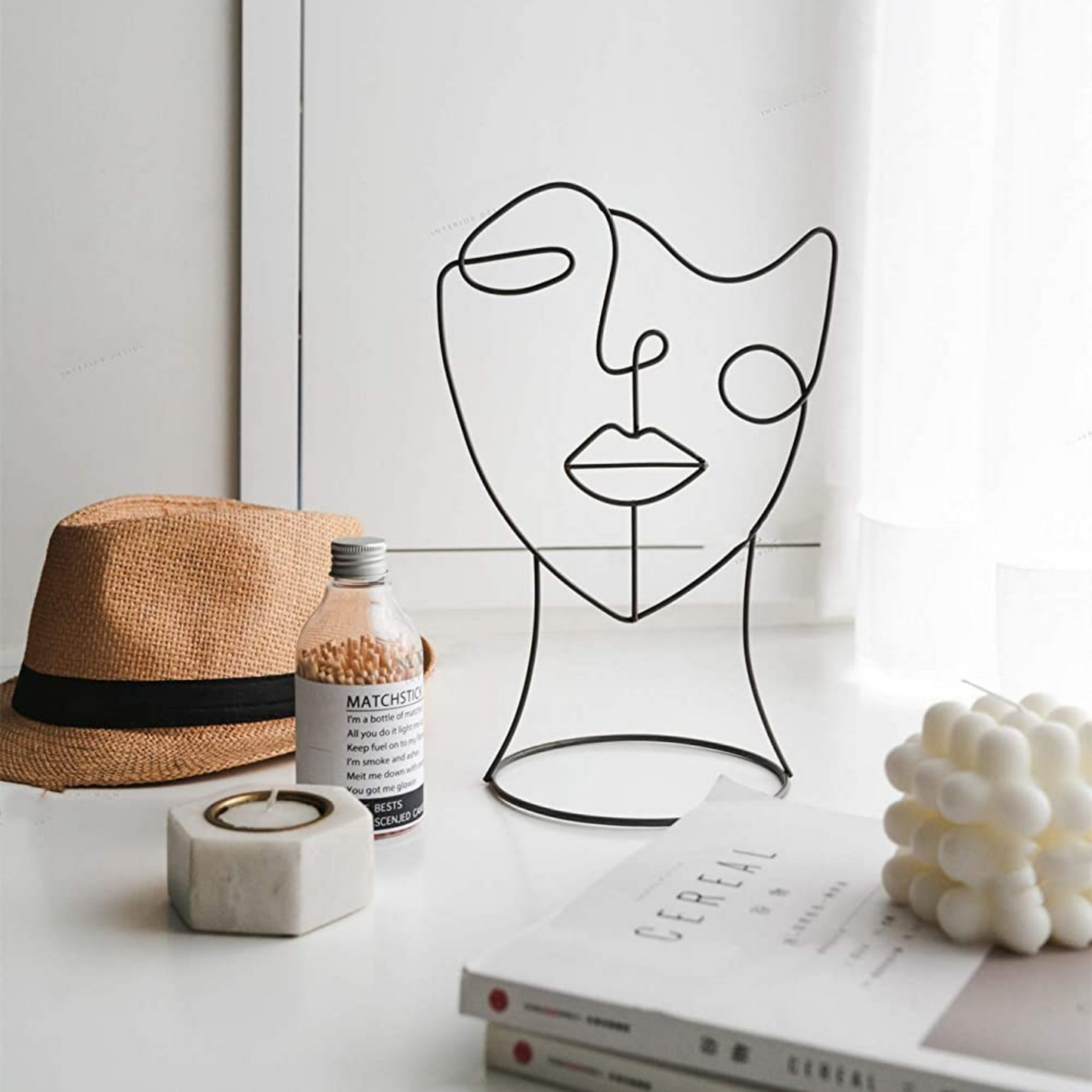 Line Abstrac Portrait Figure Stand - 2 Pieces Set