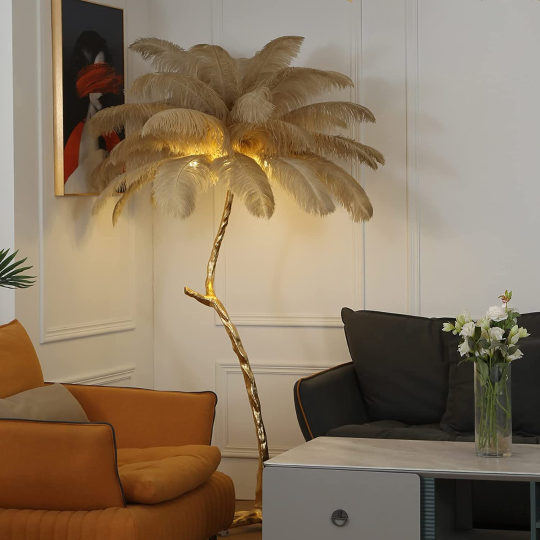 Ostrich Feather LED Floor Lamp 5'9