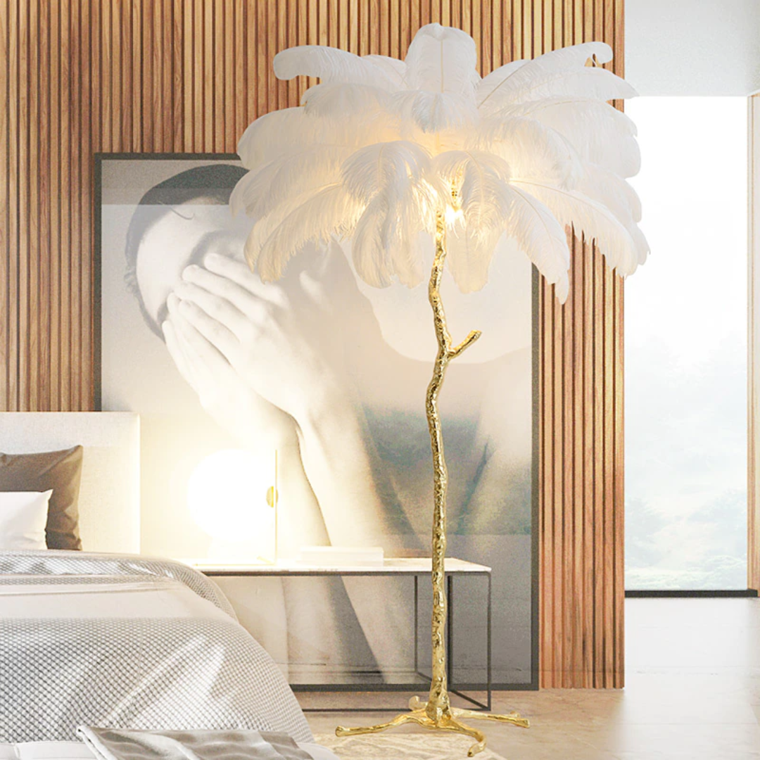 Ostrich Feather LED Floor Lamp 5'9