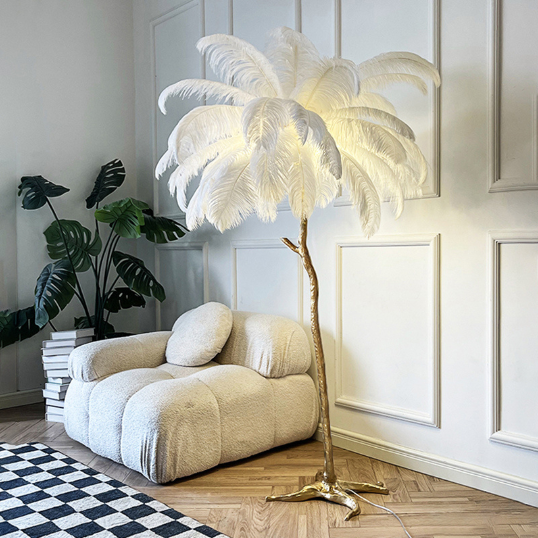 Ostrich Feather LED Floor Lamp 5'9