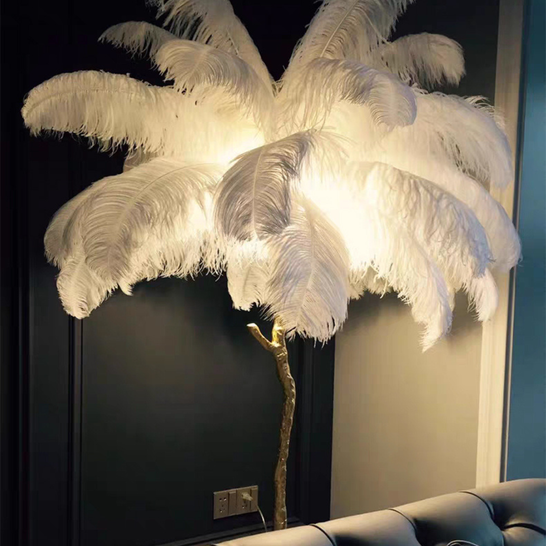 Ostrich Feather LED Floor Lamp 5'9