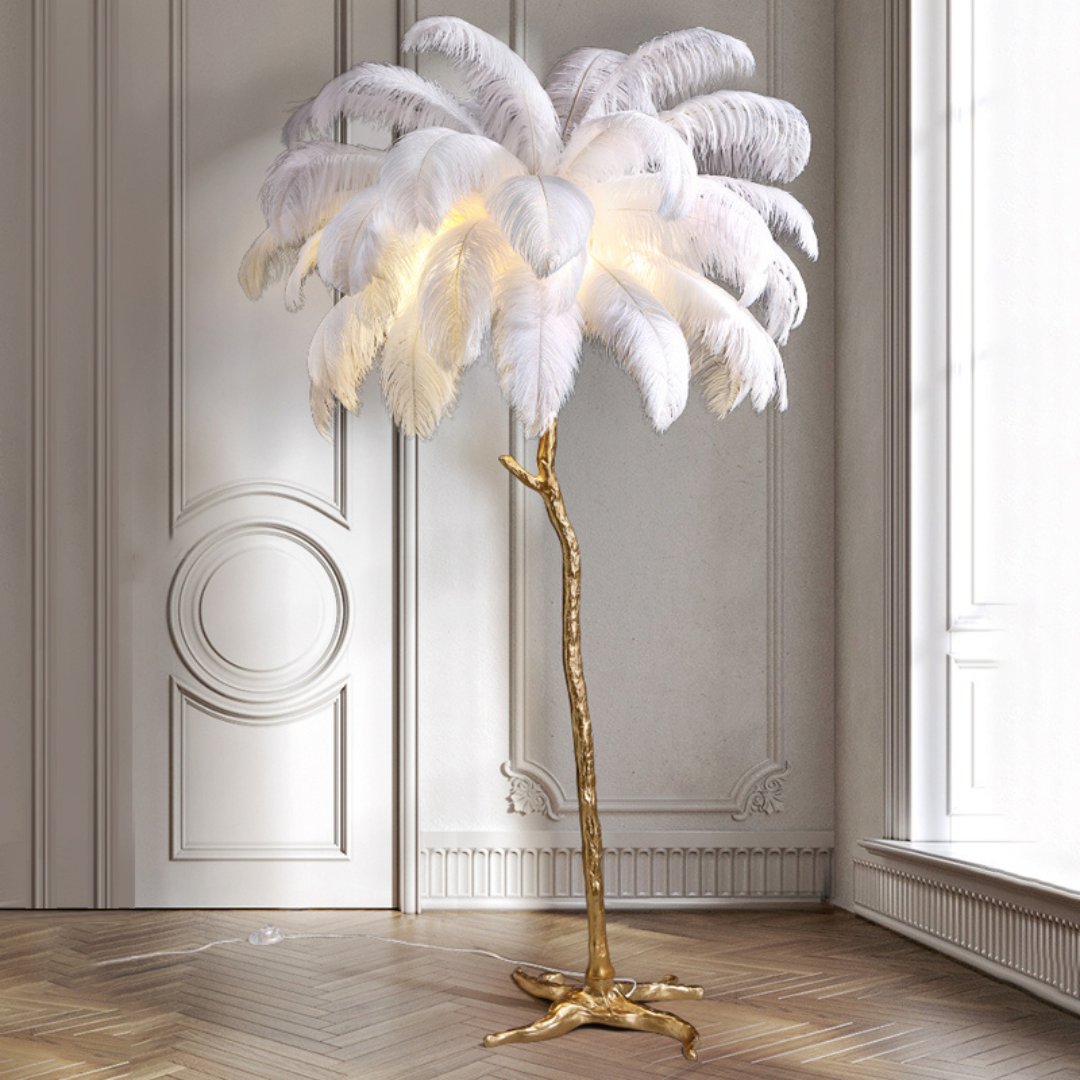 Ostrich Feather LED Floor Lamp 5'9