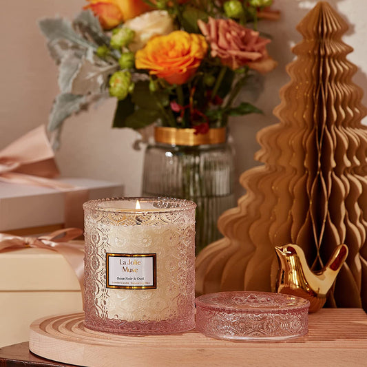LA JOLIE MUSE Glass Jar Candle, Rose Noir & Oud