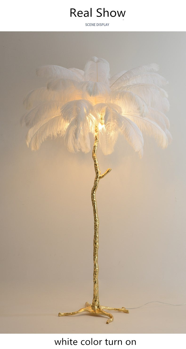 Ostrich Feather LED Floor Lamp 5'9
