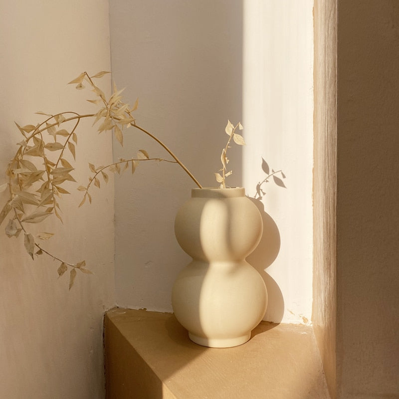 Double Gourd Clay Pot Vase 8"