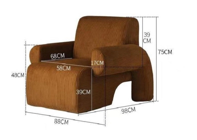 Corduroy Single Sofa Accent Chair