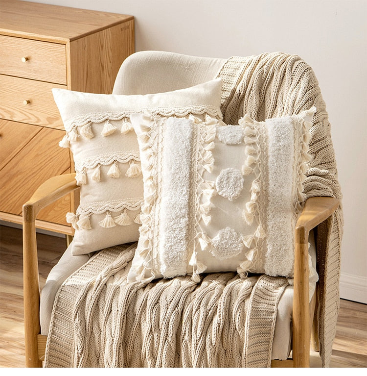 Boho Fringe Cushion Cover 18"