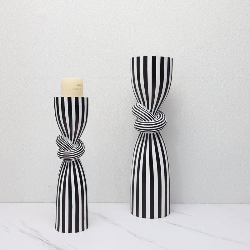 Knotted Black and White Candlestick