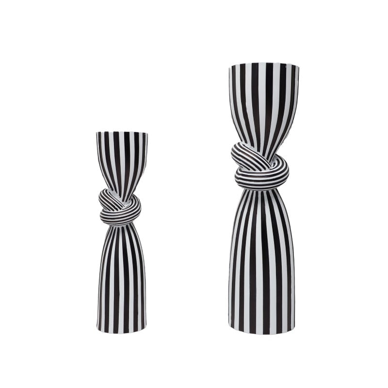 Knotted Black and White Candlestick