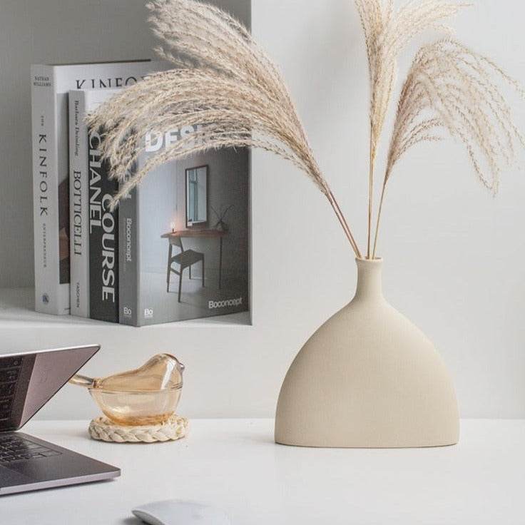 Half & Flat Ceramic Vase 7"