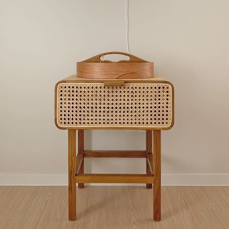 Rattan Bedside Cabinet Table