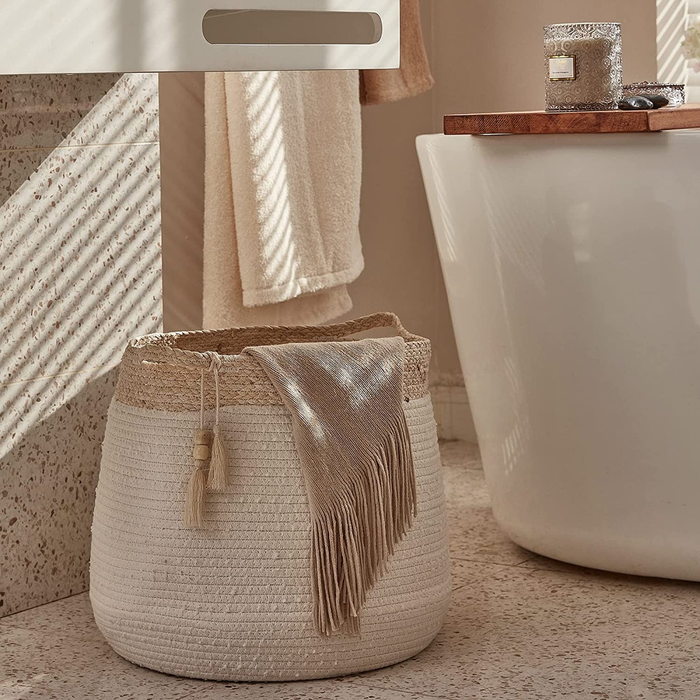 LA JOLIE MUSE Woven Rope Laundry Basket
