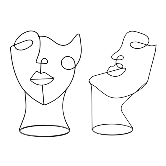 Line Abstrac Portrait Figure Stand - 2 Pieces Set