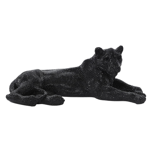 Deco 79 Black Polystone Glam Sculpture, Leopard