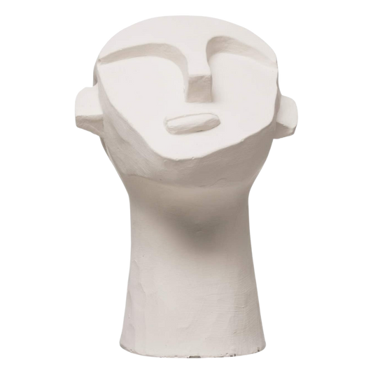 Bloomingville 8.25" H Cement Face Sculpture, White