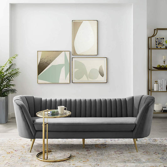 Modway Channel Tufted Velvet Sofa 88"