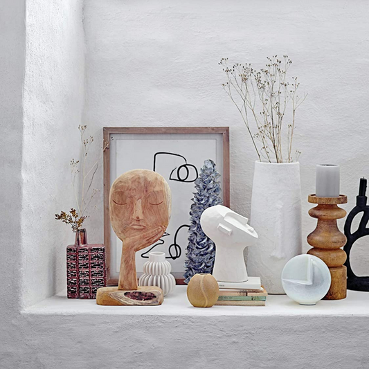 Bloomingville 8.25" H Cement Face Sculpture, White