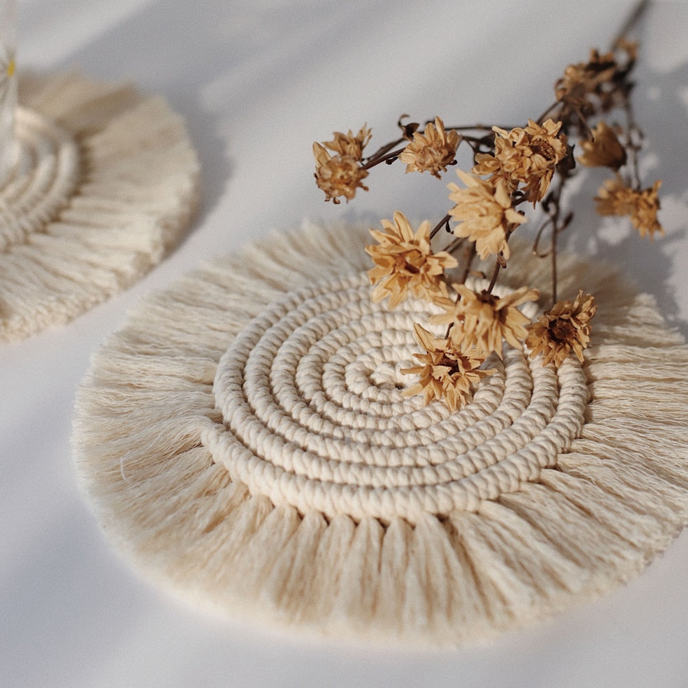 Boho Woven Coasters - Set of 4