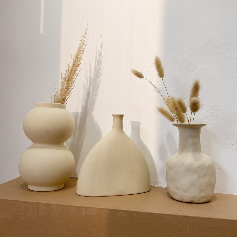 Half & Flat Ceramic Vase 7"