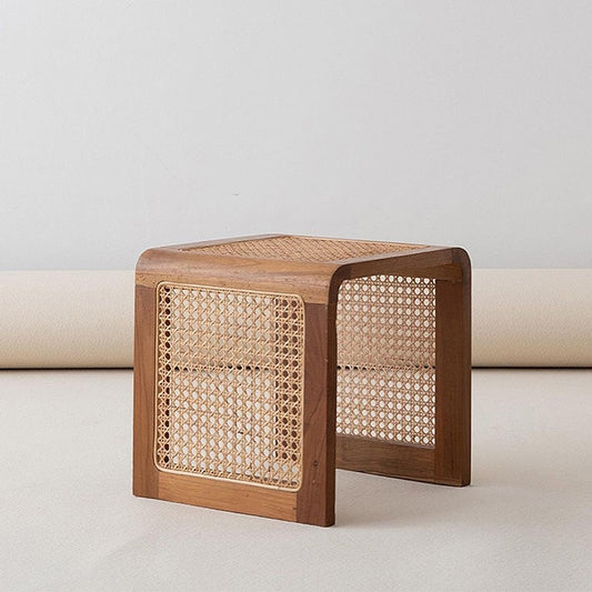 Square Rattan Stool 14"