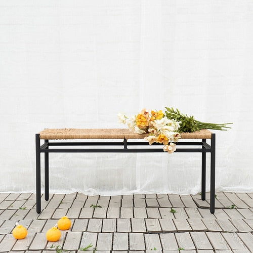 Danish Woven Bench, Metal Legs