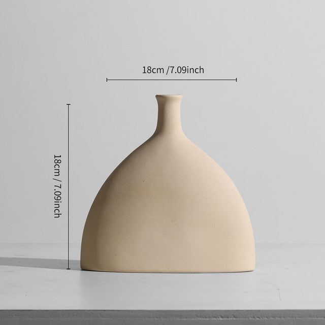 Half & Flat Ceramic Vase 7"