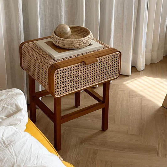 Rattan Bedside Cabinet Table